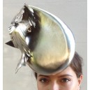 Gold Leather Teardrop with Feathers