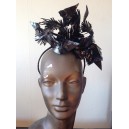 Black Patent Leather Feather Headpiece