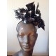 Black Patent Leather Feather Headpiece