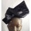 Patterned Leather Pouf Hat Black