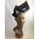Patterned Leather Pouf Hat Black