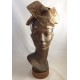 Patterned Leather Pouf Hat Gold
