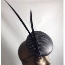 Perforated Leather Button with Shaved Feathers